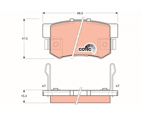 ARKA FREN BALATA HONDA CIVIC 1.6L D16 VTEC VTI 01-05 / 1.4L 1.6L 96-01 / 1.6L R16A2 VTEC SEDAN 06-> / ACCORD 2.0L F20 90-98 / LEGEND 3.2L 91-96 / SUZUKI SX4 1.6L M16A RW416 05->