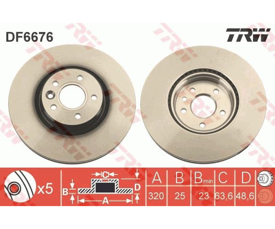ÖN FREN AYNASI ADET VOLVO S40 2004-2012 C70 II 2006-2013 V40 2012 > V50 04-12 320X5-DL