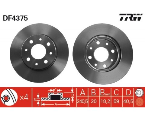 ON FREN DISKI FIAT 500 08> 500C 09> PANDA 12> FORD KA 1.3 TDCİ 09> 0.9-1.2-1.4-1.3DMTJ 240.5