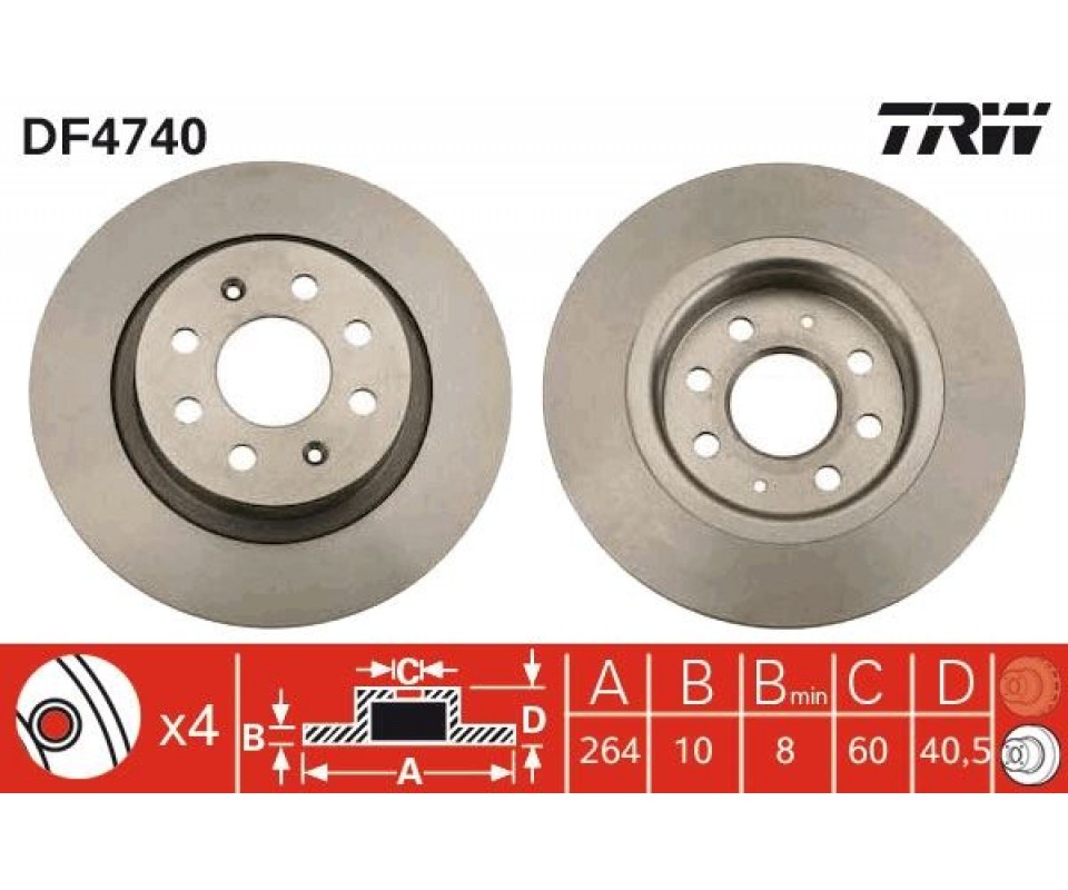 ARKA FREN AYNASI CORSA E 14> ADAM 13> PUNTO EVO-GRANDE PUNTO 05> 264x10x4DLxHAVALI 15 İNÇ 55700592