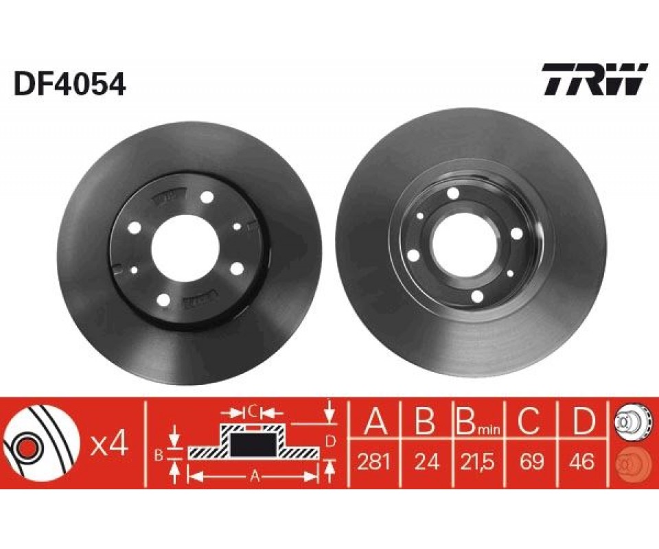 ÖN FREN DİSKİ HAVA KANALLI MITSUBISHI CARISMA 1.6L 4G92 DA1A 95-> 1.8L GDI 4G93 DA2A 95-> 1.9L DI -D F9Q dizel DA5A 00-05 / SPACE STAR 1.3L 1.6L DG1A 98-> / VOLVO S40 1.6 1.8 1.9 2.0 T 95/04 V40