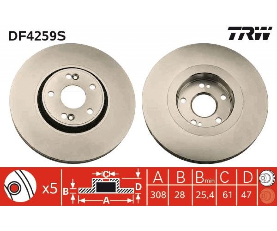 ÖN FREN AYNASI ADET LGN 2.0 16V TURBO 03>2.2DCI 05>3.0 V6 24V 01> 308x28x5DLxHAVALI