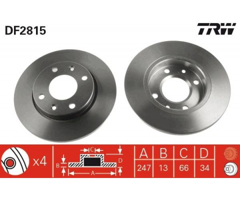 ÖN FREN AYNASI PEUGEOT P206 98>12 P306 93>01 CITROEN XSARA 97>05 ABS SİZ 247x13x4DL DOLU SOĞUTMASIZ