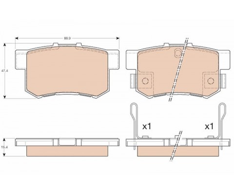 ARKA FREN BALATA HONDA CIVIC 1.6L D16 VTEC VTI 01-05 / 1.4L 1.6L 96-01 / 1.6L R16A2 VTEC SEDAN 06-> / ACCORD 2.0L F20 90-98 / LEGEND 3.2L 91-96 / SUZUKI SX4 1.6L M16A RW416 05->