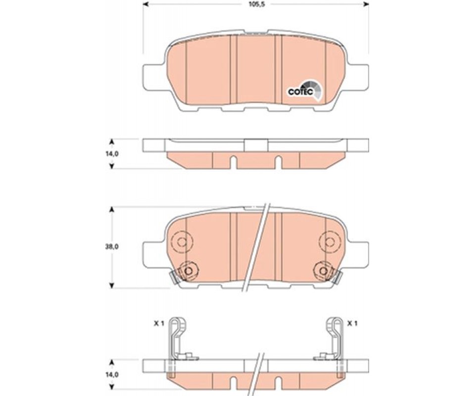 ARKA FREN BALATA NISSAN QASHQAI 1.5L 1.6L 2.0L K9K M9R HR16DE MR20DE J10 06-13 / X-TRAIL 2.0L QR20DE T30 01-07 2.5L QR25DE T30 01-> 2.2L YD22DDTi T30 01-> / MURANO 3.5L Z51 4x4 DCi 08-> / INFINITI FX