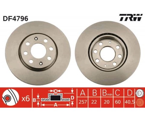 ÖN FREN AYNASI CORSA D 07> CORSA E 14> ADAM 13> FIAT PUNTO EVO 09> GRANDE PUNTO 05> 257x22x4DL HAVA LI