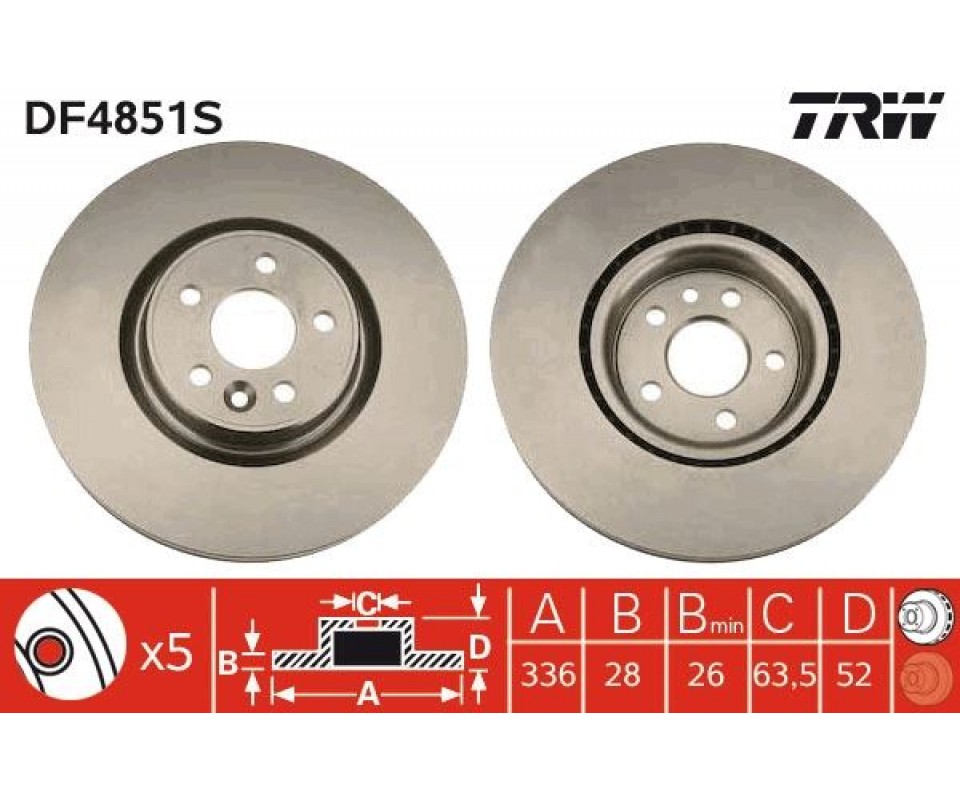 ON FREN DISK AYNASI HAVALI VOLVO S60 II 10>15 S80 II 06> V60 I 11>15 V70 III 07>15 XC70 II 09>15 336cm CAP