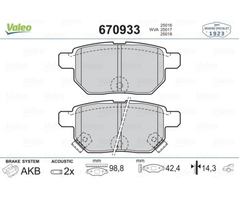 ARKA FREN BALATA TOYOTA AURIS. COROLLA 1.6L 1ZR-FE ZRE151 07-11 / 1.33L 1NR-FE NRE150 6 vites 10->