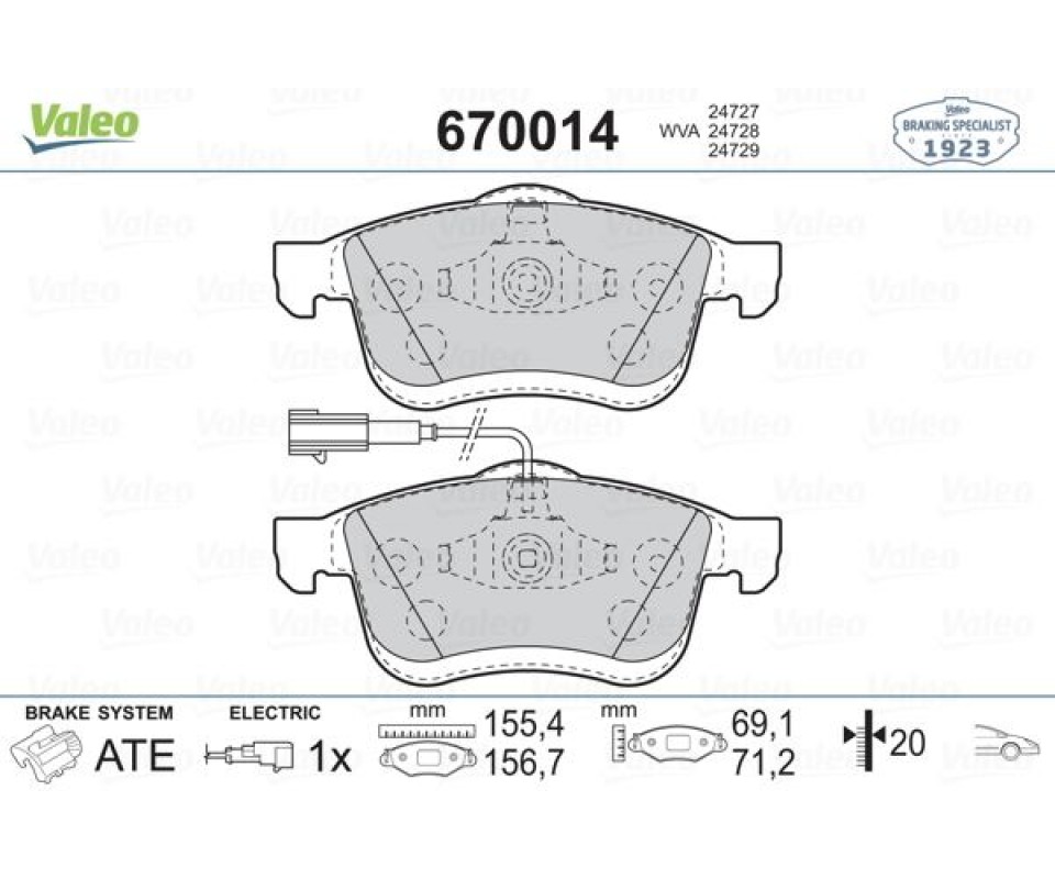 ÖN BALATA FIAT DOBLO III 10> OPEL COMBO 12> 1.3D MTJ 1.4 1.6D MTJ 2.0D MTJ TEK FİŞLİ