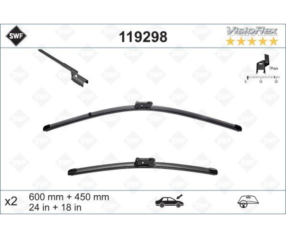 ÖN SİLECEK SÜPÜRGE TAKIMI PEUGEOT P308 13>21 HYUNDAI İ30 07>11 SKODA SUPER B 08>15 VW TOURAN 03>10 C ADDY 15>20 KIA CEED 07>12 600x450