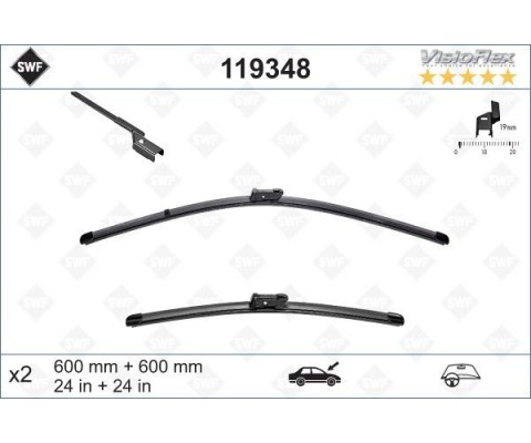 SILECEK SUPURGESI TAKIMI 600mm / 600mm MERCEDES W204 S204 C218 X218 W212 C207 SWF
