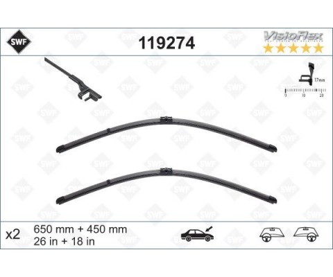 SILECEK SUPURGESI TAKIMI 650mm / 450mm BMW F10 F11 SWF