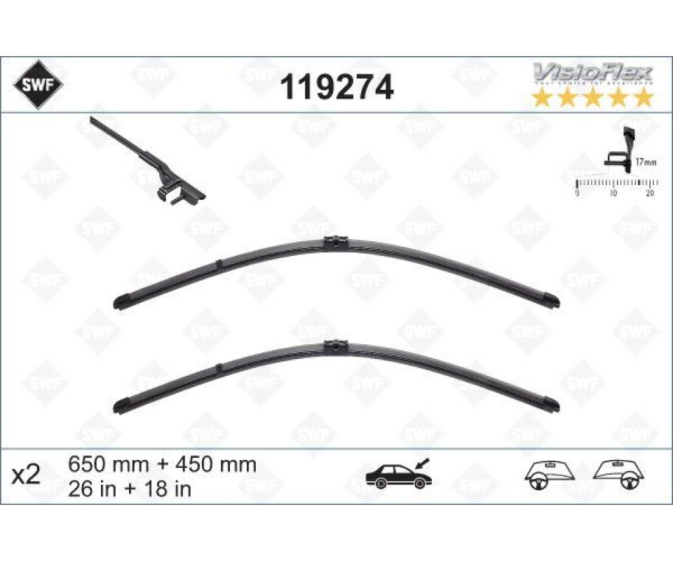 SILECEK SUPURGESI TAKIMI 650mm / 450mm BMW F10 F11 SWF