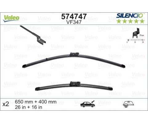 ÖN SİLECEK SÜPÜRGE TAKIMI OPEL ADAM 12>19 PEUGEOT PARTNER 08> P208 P2008 03 12>19 CITROEN BERLINGO 0 8> C3 16> FIAT EGEA 16> FIESTA 09>17 650 400 X-TRM Flat Blade VM347 X2 650 400 mm