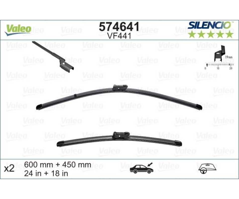 ÖN SİLECEK SÜPÜRGE TAKIMI PEUGEOT P308 13>21 HYUNDAI İ30 07>11 SKODA SUPER B 08>15 VW TOURAN 03>10 C ADDY 15>20 KIA CEED 07>12 Flat Blade VM441 X2 600 450 mm