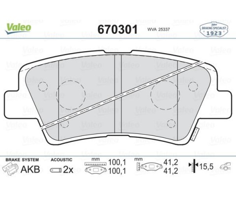 ARKA FREN BALATA HYUNDAI ACCENT BLUE 1.4L 1.6L benzinli 10-> 1.6L CRDi dizel 10-> / ELANTRA 1.6L D4FB 11-> / KIA RIO 1.4L D4FC dizel - 6 vites 14-> / SOUL 1.6L CVVT 09->