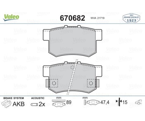 ARKA FREN BALATA HONDA CIVIC 1.6L D16 VTEC VTI 01-05 / 1.4L 1.6L 96-01 / 1.6L R16A2 VTEC SEDAN 06-> / ACCORD 2.0L F20 90-98 / LEGEND 3.2L 91-96 / SUZUKI SX4 1.6L M16A RW416 05->