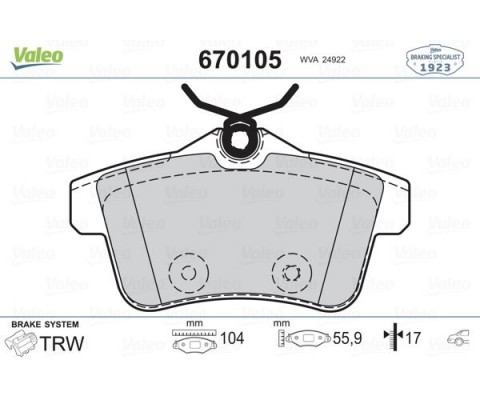 ARKA FREN BALATASI PEUGEOT P3008 09>16 P5008 09>17 P508 10>18 P308 GTI-RZC 10>14 CITROEN C4 09>16 DS4-DS5 11>15