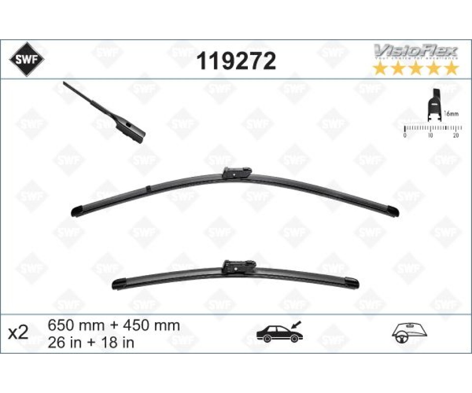 SİLECEK SÜPÜRGESİ ÖN ÜSTTEN BASMALI GOLF7-A3-PASSAT-POLO 2012 > 650 x 450 mm