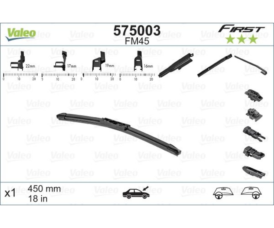 SİLECEK SÜPÜRGESİ 45cm X1 MUZ TİPİ FİRST 4 APARATLI/Multiconnection ÜNİVERSAL VFB45