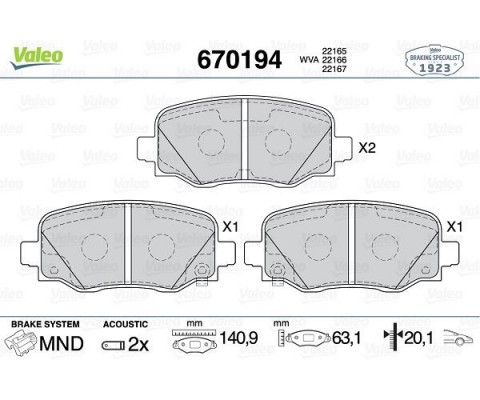ÖN FREN BALATASI FIAT 500X 14> JEEP RENEGADE 14> COMPASS 20> 1.3D MTJ 1.3TB 1.4 1.6D MTJ 1.6E-TORQ 2.0D MTJ