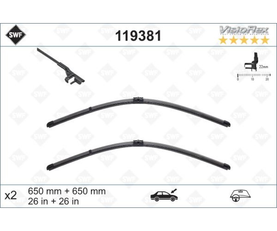 SILECEK SUPURGESI TAKIMI 650mm / 650mm MERCEDES C219 W211 S211 . PORSCHE CAYENNE . VW TOUAREG SWF