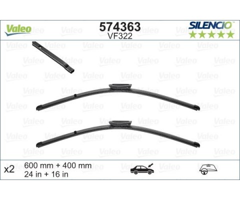 ÖN SİLECEK SÜPÜRGE TAKIMI PEUGEOT P301 CITROEN C ELYSEE 12> C3 PICASSO 10>17 DS3 10>15 RENAULT CLIO III 09 05>TALIA 00>FLUENCE 09> 600 400 FLATBLADE-MUZ TİP