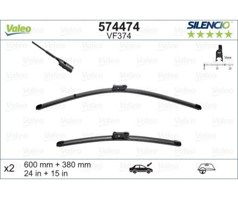 SİLECEK 60 38cm X2 FLAT BLADE-MUZ TİPİ AUDI A1 11 > VW POLO 09>