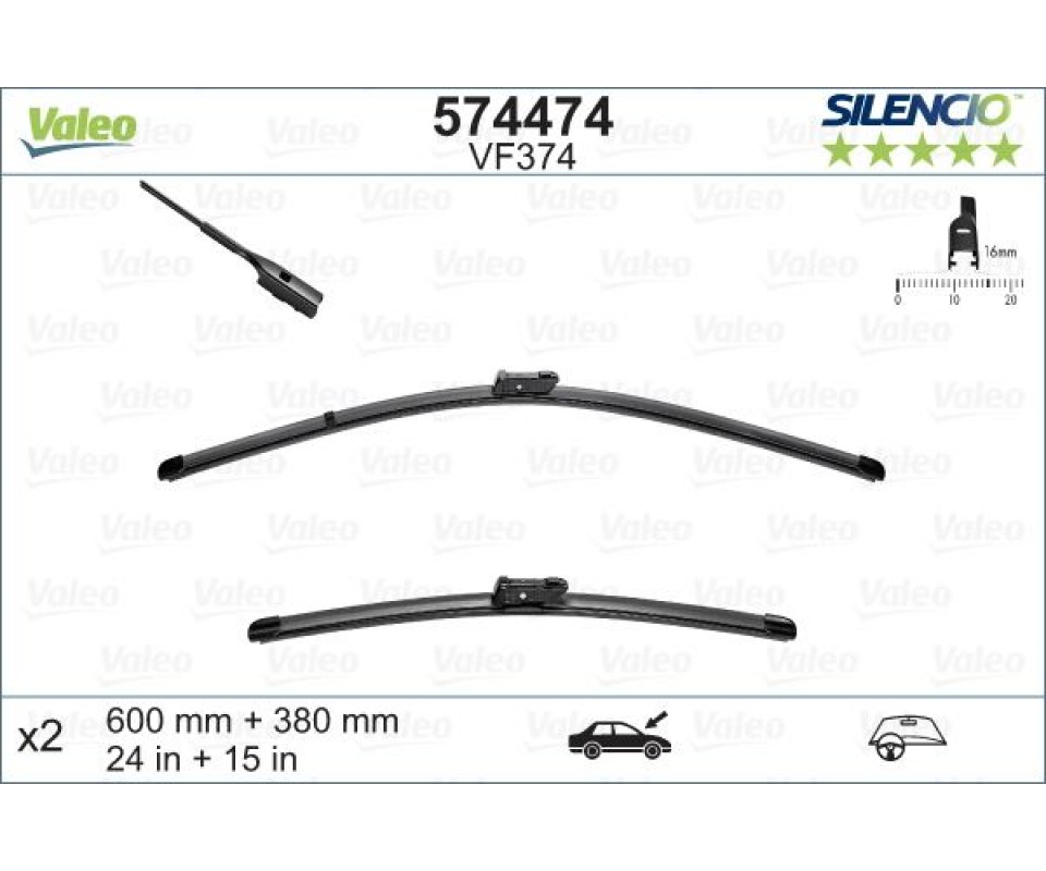 SİLECEK 60 38cm X2 FLAT BLADE-MUZ TİPİ AUDI A1 11 > VW POLO 09>