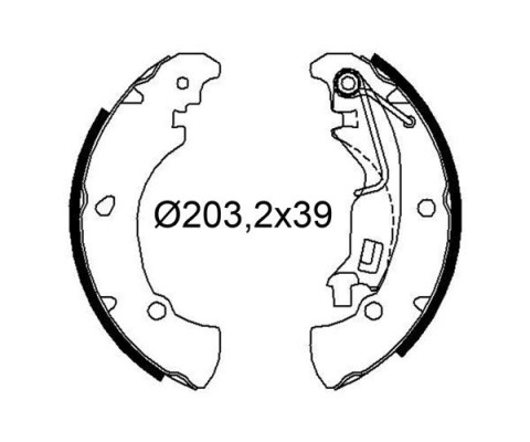 ARKA PABUÇ BALATA OPEL CORSA D 16> ADAM 14>18 PEUGEOT BIPPER 08> P605 90> CITROEN NEMO 08> FIAT FIOR INO 08> PANDA 09>PUNTO 05> 203x38 GS8739