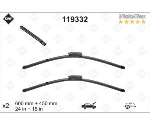 SİLECEK SÜPÜRGESİ 60 45cm FLATBLADE-MUZ TİPİ RENAULT MEGANE II 02>