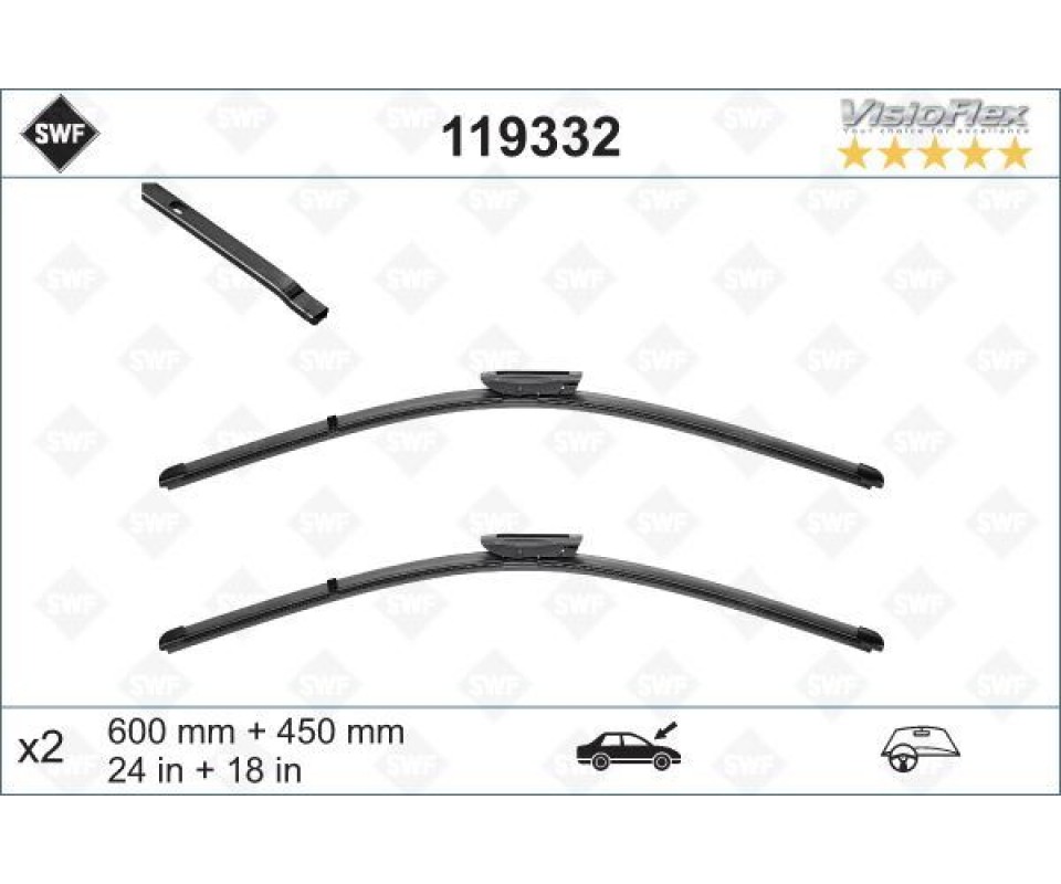 SİLECEK SÜPÜRGESİ 60 45cm FLATBLADE-MUZ TİPİ RENAULT MEGANE II 02>