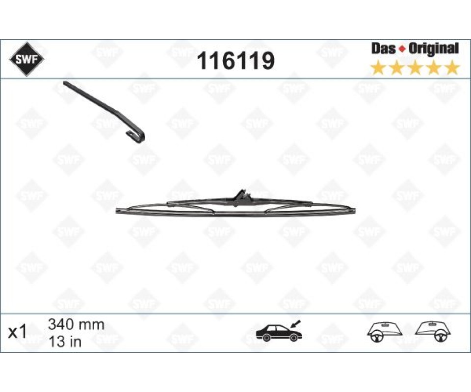 SİLECEK SÜPÜRGESİ ARKA GOLF3-GOLF4 340 mm