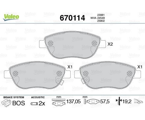 ÖN BALATA CORSA D BÜYÜK TİP 1.3 CDTI 07/06 > FIAT 500L 12> 0.9T 1.4 1.3D MTJ 1.6D MTJ