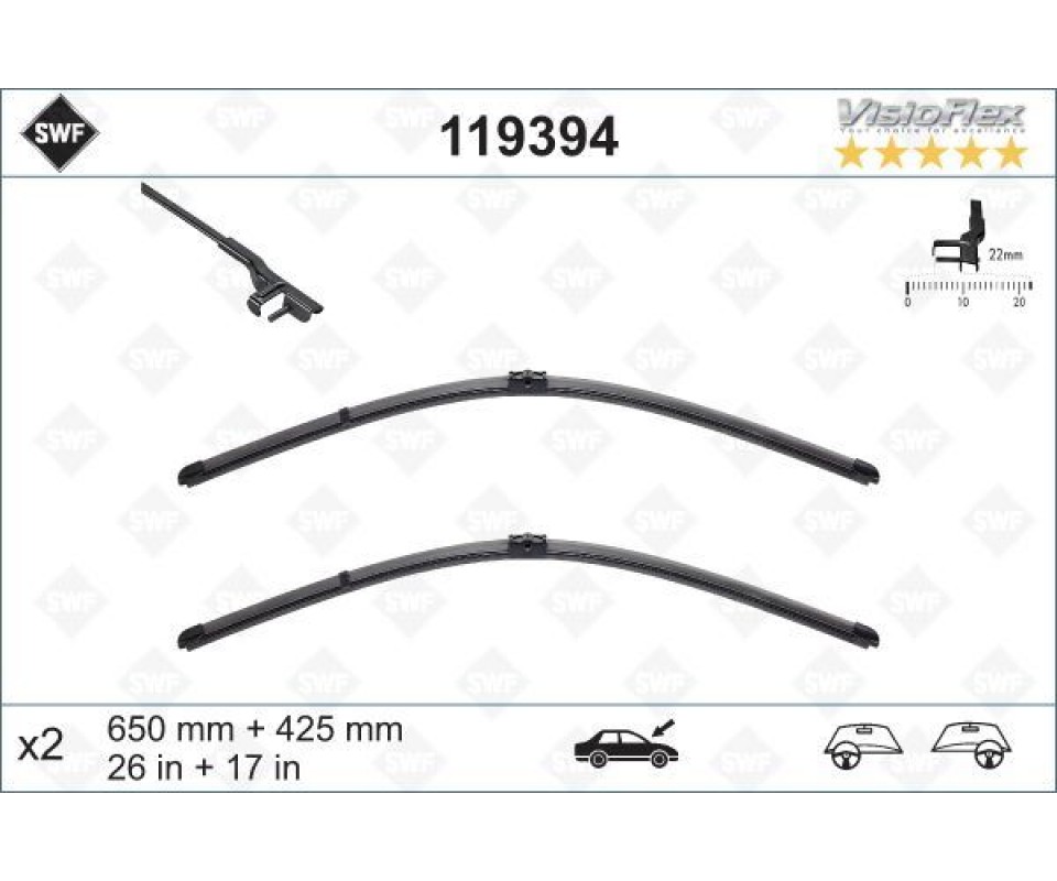 SİLECEK SÜPÜRGESİ ÖN TAKIM FORD FOCUS 04> ÖLÇÜLERİ: 430 / 650 MM