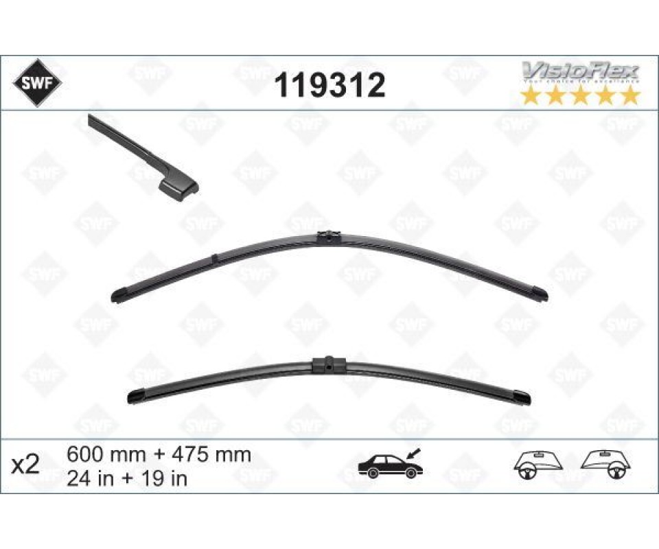 SILECEK SUPURGESI TAKIMI 600mm / 475mm BMW E90 E91 SWF
