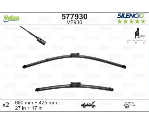 ÖN CAM SİLECEK SÜPÜRGESİ TAKIM GRANDLAND X-P3008-P5008-C5 AIRCROSS-DS7 16> VF930 X2 680 425MM X-TRM FLAT BLADE MUZ TİPİ