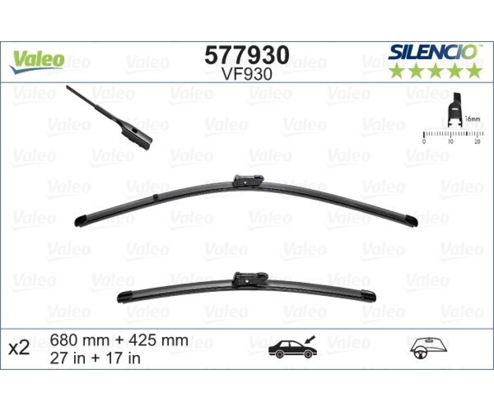 ÖN CAM SİLECEK SÜPÜRGESİ TAKIM GRANDLAND X-P3008-P5008-C5 AIRCROSS-DS7 16> VF930 X2 680 425MM X-TRM FLAT BLADE MUZ TİPİ