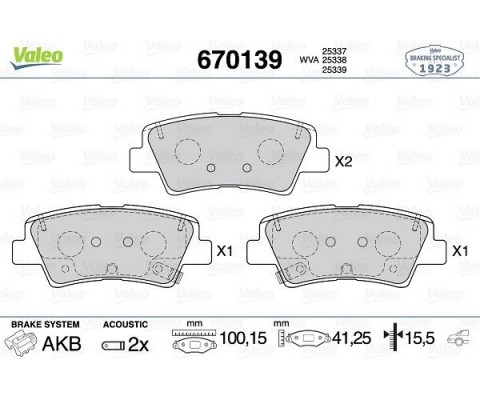 ARKA FREN BALATA HYUNDAI i20 1.2L G4LA 15-20 1.4L G4LC 15-18 1.4L D4FC CRDi 15-18 / ELANTRA 1.6L D4FB G4FG 16-> / KIA SOUL 1.6L D4FB 14-> / SPORTAGE 1.6L G4FD G4FJ T-GDI 15-> 1.6L D4FE 18-> delikli