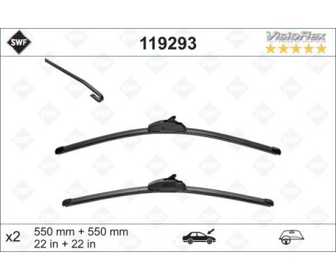 SILECEK SUPURGESI TAKIMI 550mm / 550mm LAND ROVER DISCOVERY III-IV L319 RANGE ROVER P38A L320 SWF