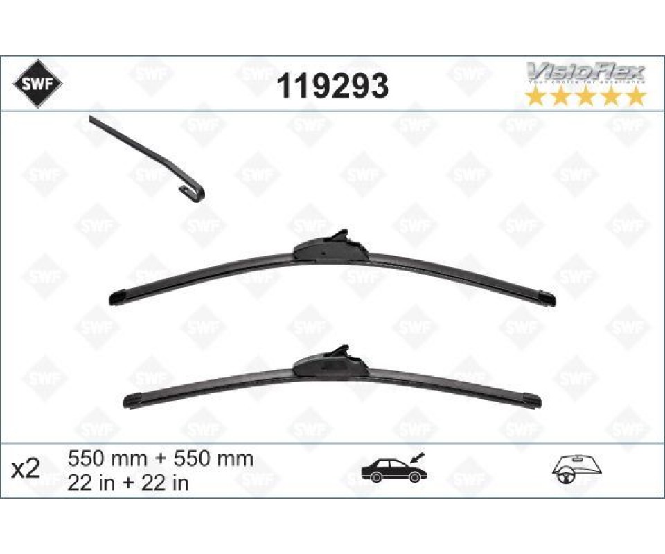 SILECEK SUPURGESI TAKIMI 550mm / 550mm LAND ROVER DISCOVERY III-IV L319 RANGE ROVER P38A L320 SWF