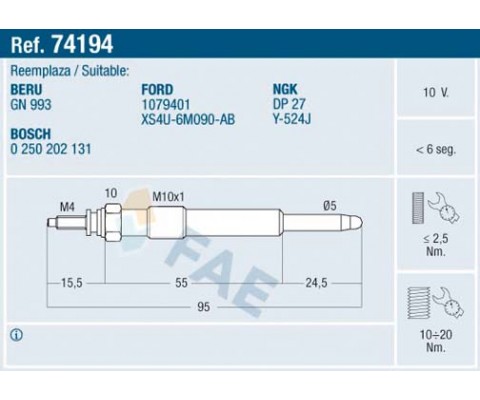 KIZDIRMA BUJİSİ FIESTA IV-FOCUS-FOCUS II-CONNECT-CMAX-SMAX-GALAXY-MONDEO 1.8 TDCİ/1.8 D