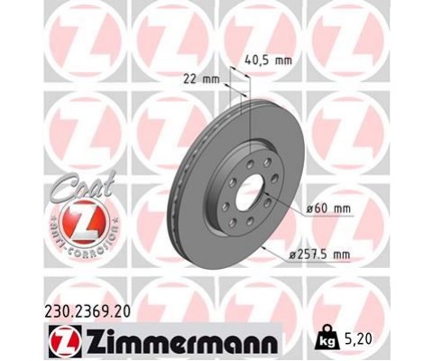 ÖN FREN AYNASI CORSA D 07> CORSA E 14> ADAM 13> FIAT PUNTO EVO 09> GRANDE PUNTO 05> 257x22x4DL HAVA LI