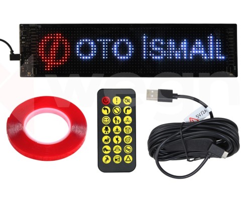 ARAÇ İÇİ ARABA IŞIĞI LED EKRAN 16x64 9.2x37.4cm