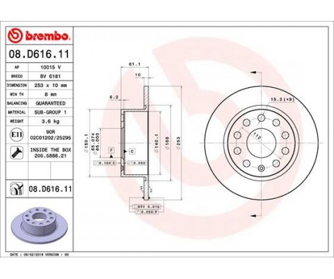 FREN DİSKİ ARKA SKODA OCTAVIA III 12>20 253x10x61.4