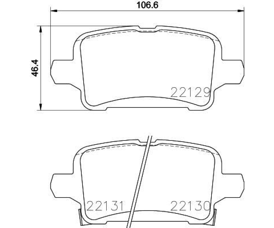 ARKA FREN BALATASI OPEL ASTRA K 1.0-1.4-1.4T-1.6T-1.6 CDTI 16>22 106.5x46.3x16.6