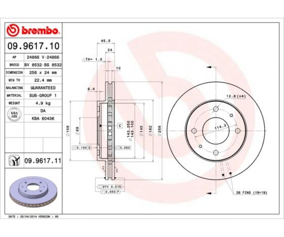 ÖN FREN AYNASI HAVALI CARISMA 1.8I-VOLVO S40-V40 1.6I 16V/1.8 16V/1.9TD/2.0 16V/2.0T 95 >