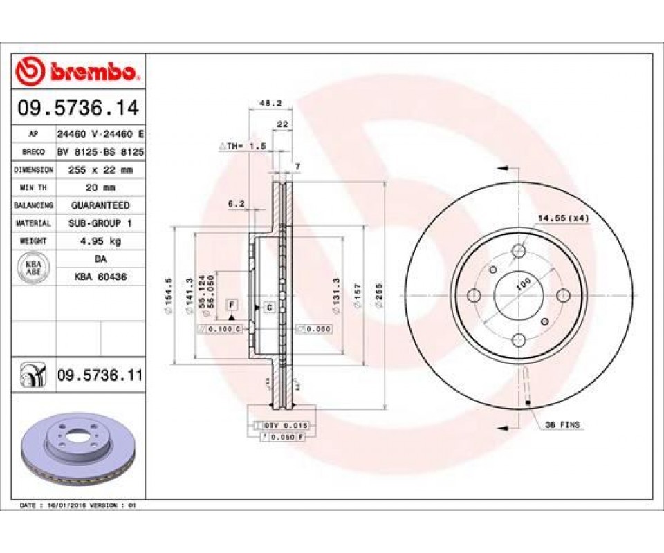 ÖN FREN DİSKİ HAVA KANALLI TOYOTA COROLLA 1.6L 4A-FE enjeksiyonlu AE101 AE111 92-00 255 çap x 4 bijon - Adet disk fiyatıdır