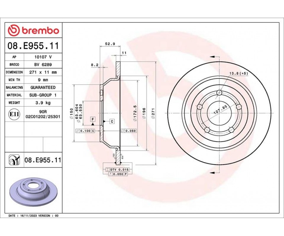 ARKA FREN DISK AYNA FORD PUMA 19>