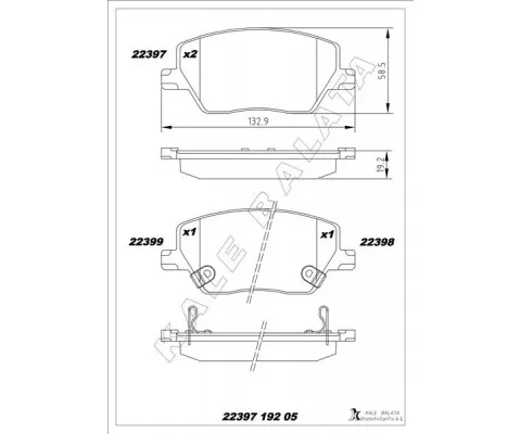ON BALATA FIAT EGEA 16> 1.0 1.3 MTJ 1.4 1.6 1.6D K:19 mm G:133 mm Y:58.5 mm KÜÇÜK TİP